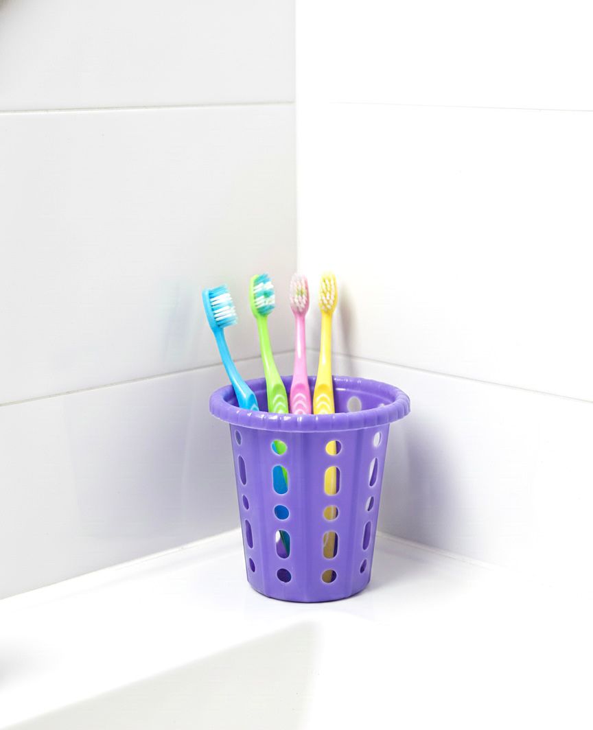 "Ventilated Purple Toothbrush Holder Cup - Hygienic & Space-Saving Bathroom Organizer"