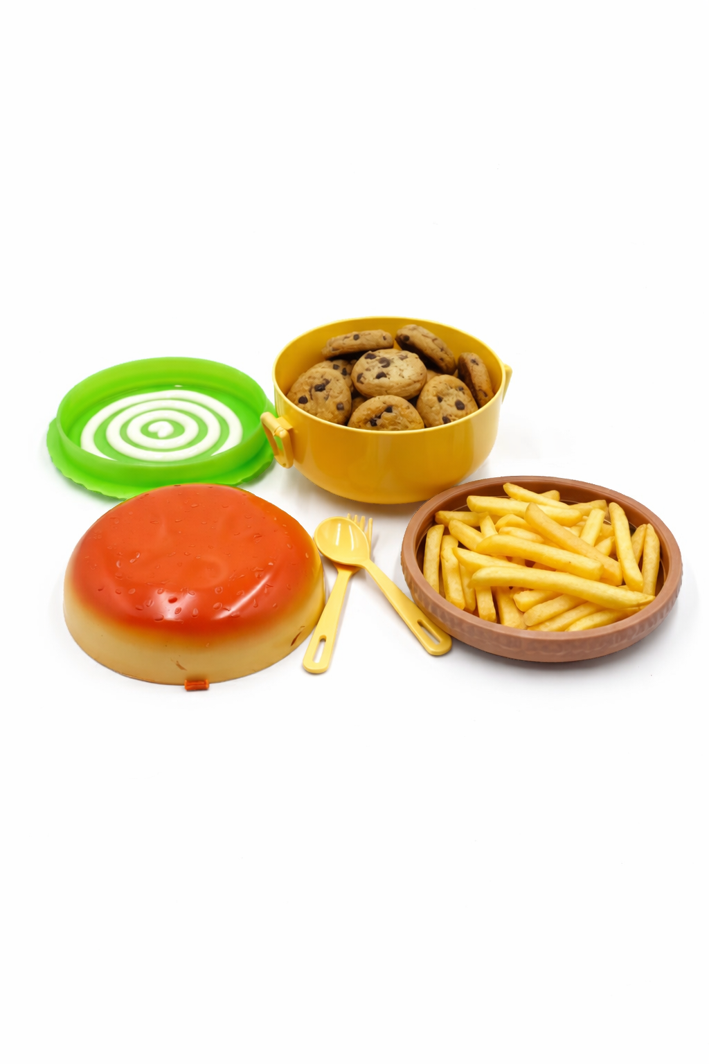 "Eco-Friendly Burger-Shaped Snack Storage Container Set with Utensils"