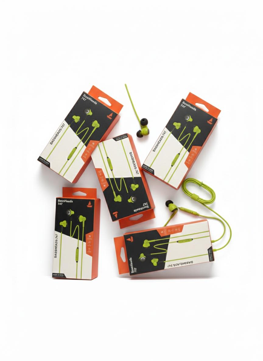 "BassHeads 747 High-Bass In-Ear Wired Earphones with Mic & Tangle-Free Cable"