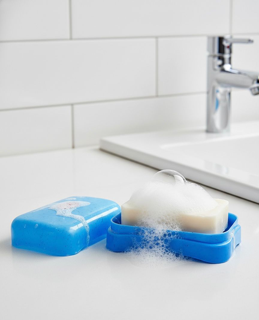 "Portable Leakproof Soap Case with Drainage for Travel and Home Use"