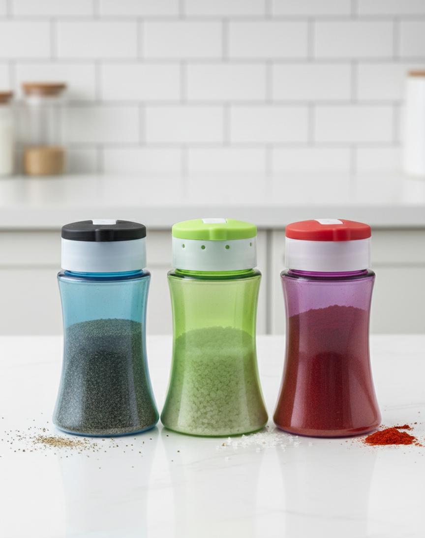 "Color-Coded Spice Shaker Set with Flip-Top Lids – 12-Pack"