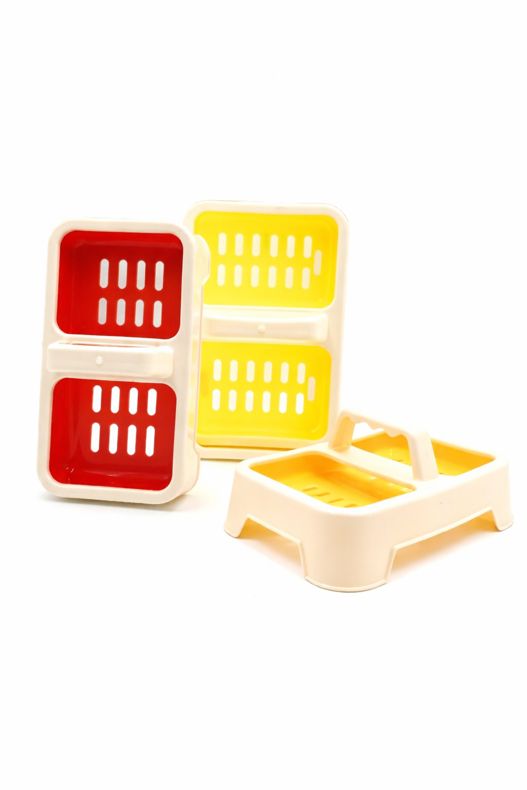 "Dual-Compartment Stackable Plastic Soap and Sponge Drain Holder for Bathroom"