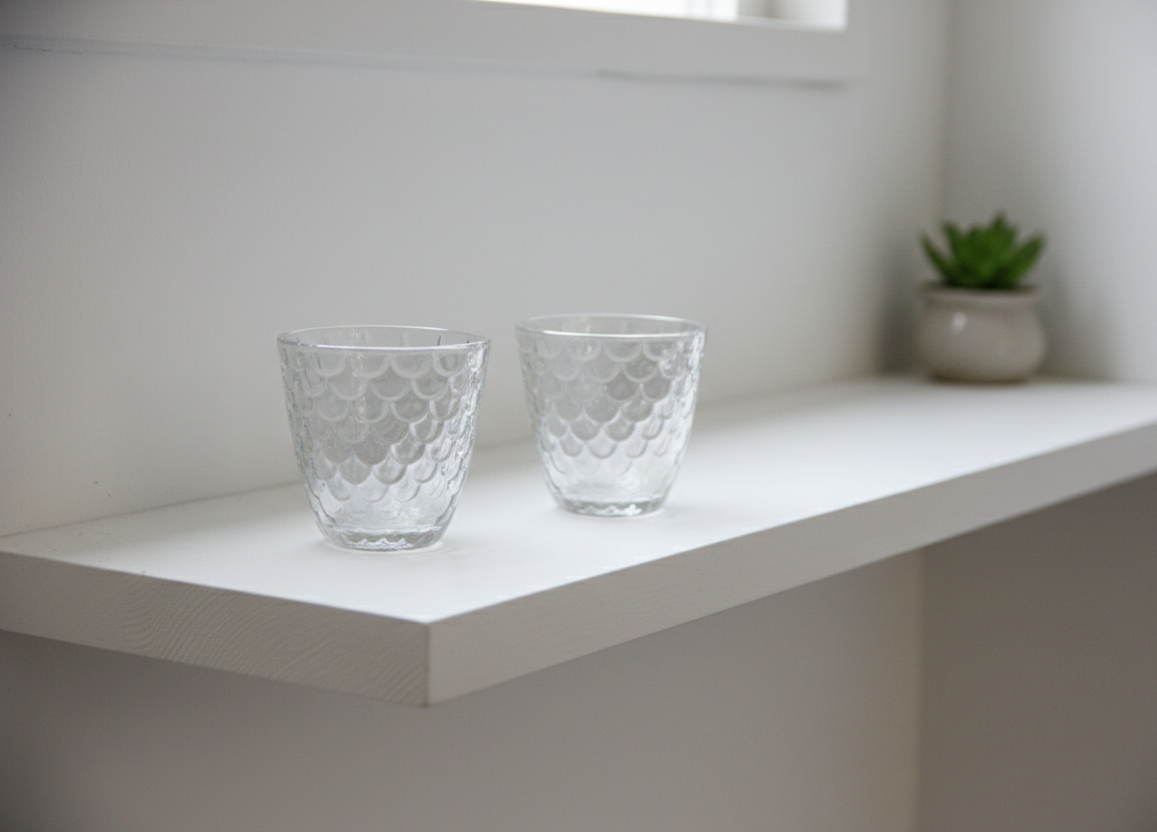 Vintage Textured Glass Tumbler Set - 6-Piece Crystal Collection Cups, 230ml