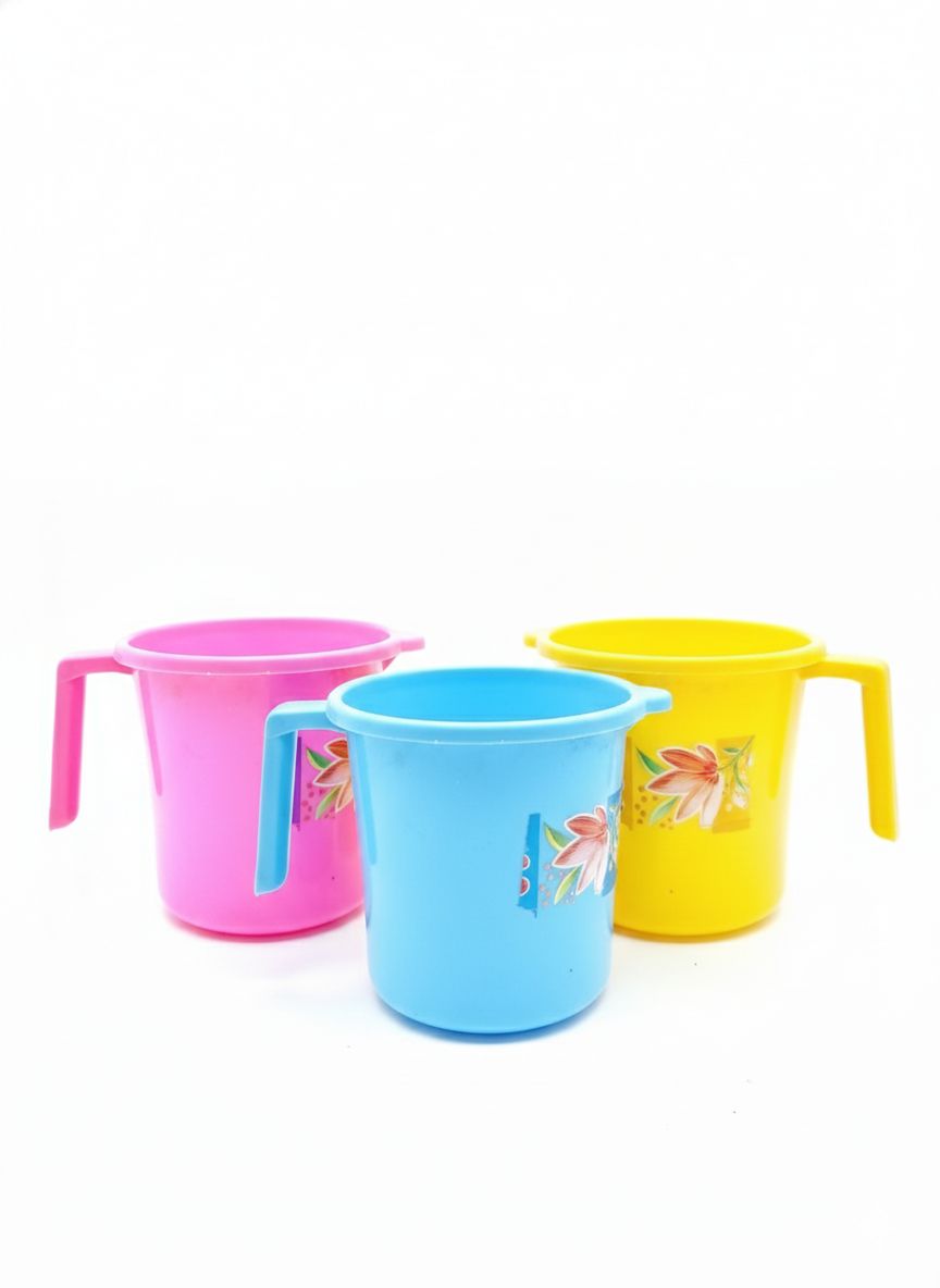 "Colorful Floral Plastic Measuring Cups with Handles"