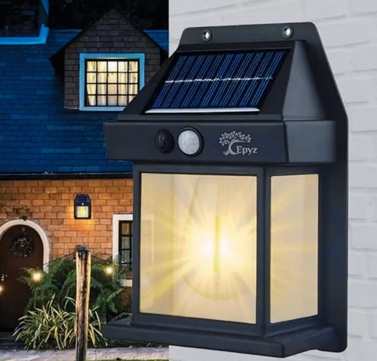 Solar-Powered LED Wall Mounted Lantern with Motion Sensor