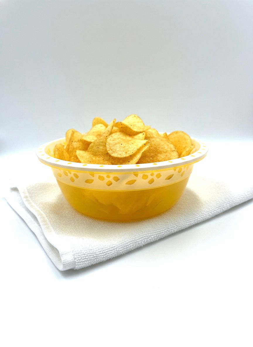 "Sunny Floral Yellow Plastic Bowl with Decorative Rim – Lightweight & Durable"