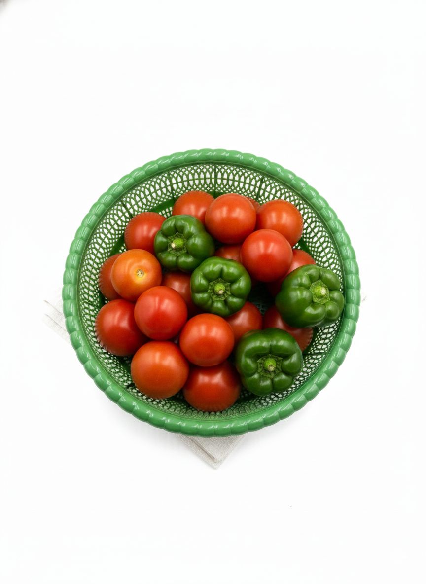"Eco-Friendly Green Plastic Fruit and Vegetable Basket Tray - Durable & Lightweight Design"