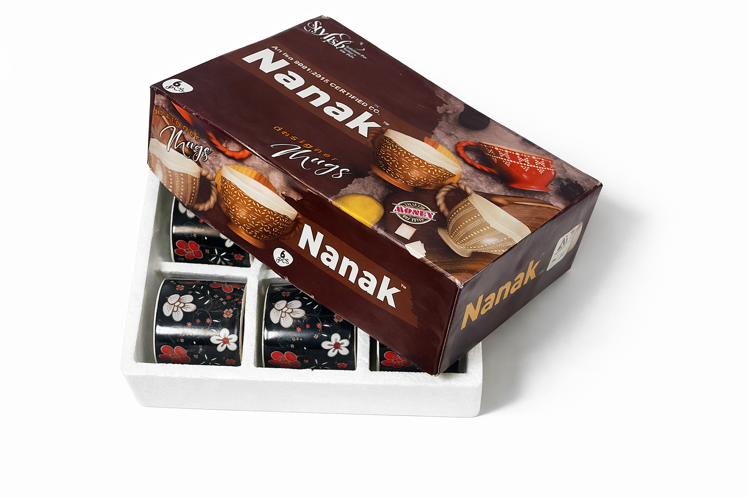 "Nanak Designer Ceramic Mugs Set – 6 Piece Rustic Tea & Coffee Cups"