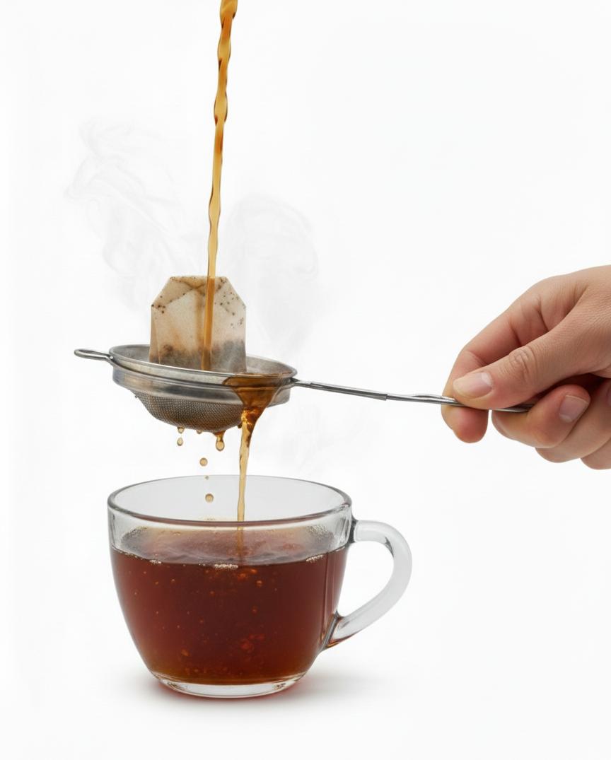 "Stainless Steel Fine Mesh Tea and Coffee Strainer with Ergonomic Handle"