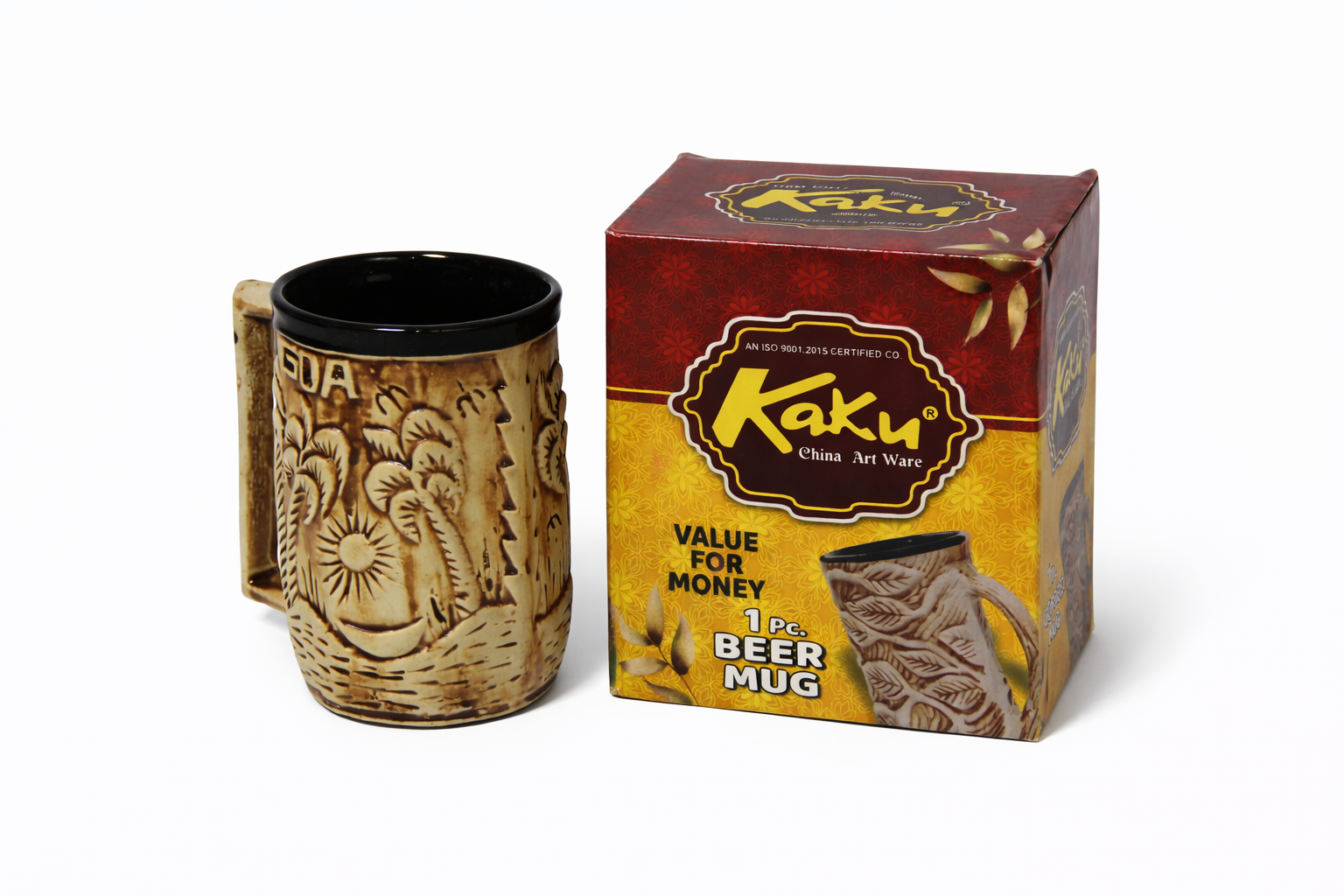 Rustic Goa-Themed Ceramic Tea and Beer Mug Combo Set