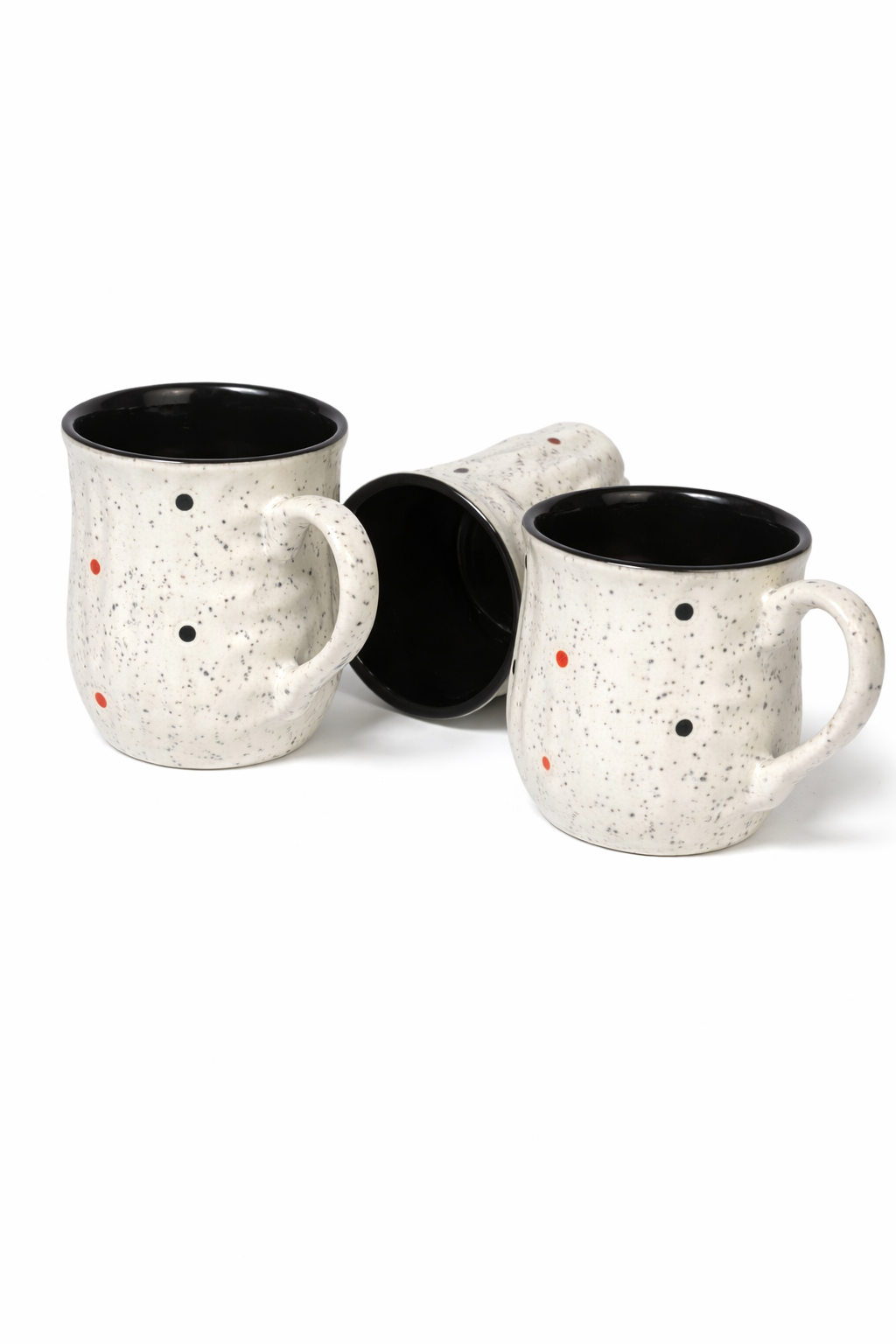 Speckled Ceramic Mug Set with Black Interior – 4-Piece Vintage-Inspired Coffee Cups