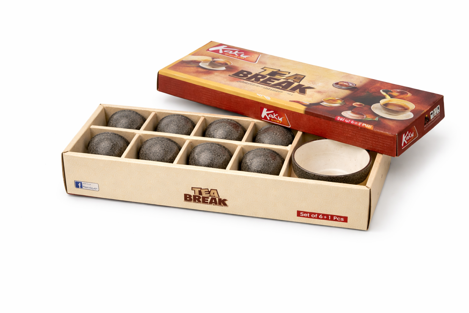 "Kaku Premium Glass Bowl and Cup Set - Tea Break Collection (6+1 Pieces)"