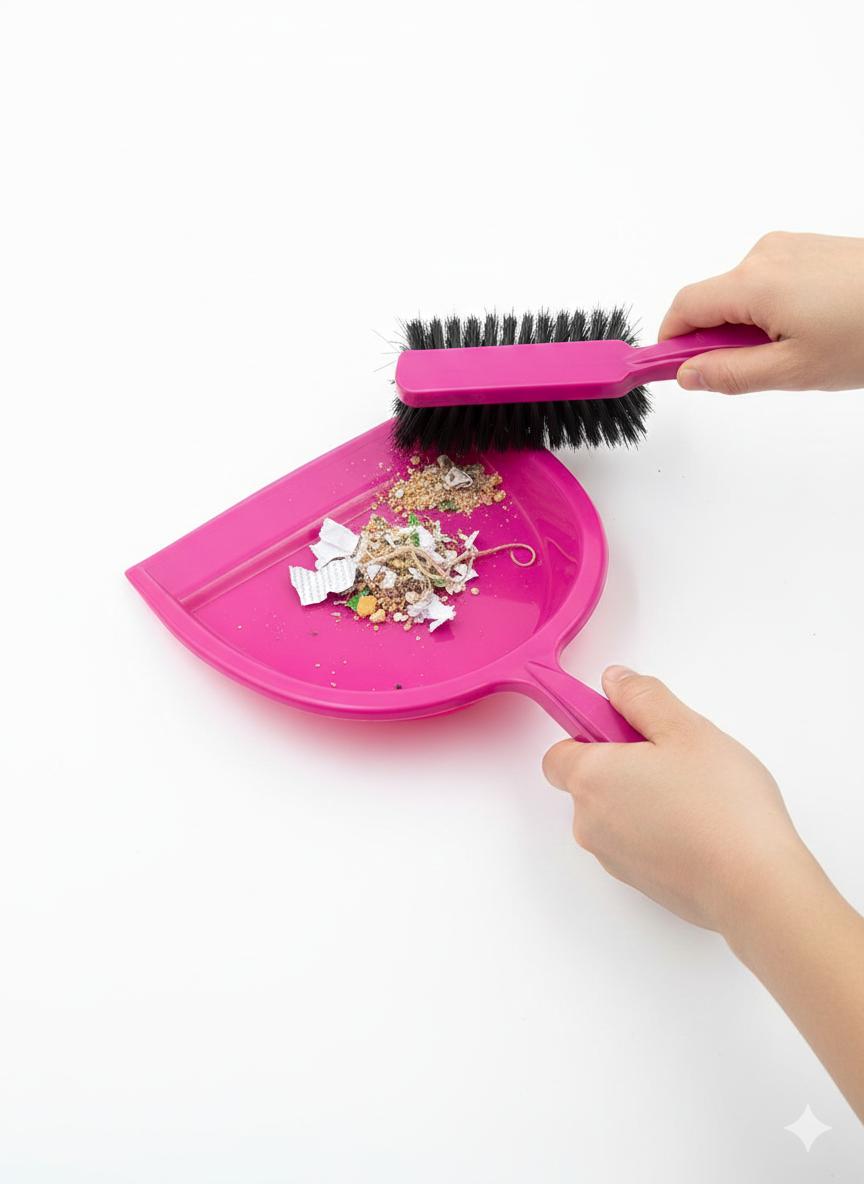 "Compact Pink Dustpan for Quick Cleanup – Durable Kitchen & Home Tool"