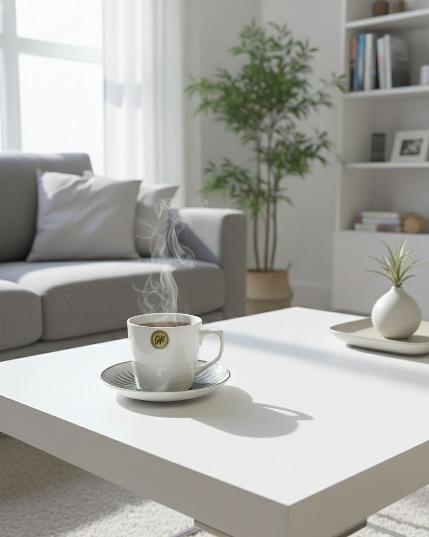 "Café Dreams Premium 8-Piece Coffee Cup and Saucer Set with Gold Accents"