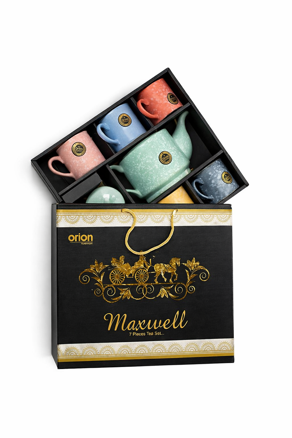 "Maxwell 7-Piece Speckled Ceramic Tea Set with Gift Box"