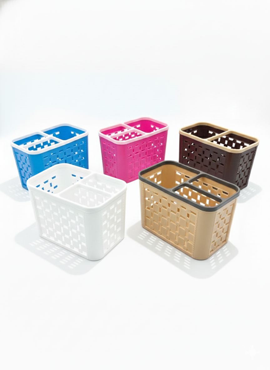 Dual-Compartment Multipurpose Plastic Organizer Caddy for Bathroom and Kitchen Storage