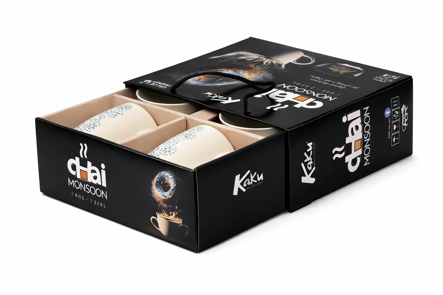 "Chai Monsoon Elegant Tea Set - 2 Mugs & 2 Bowls"