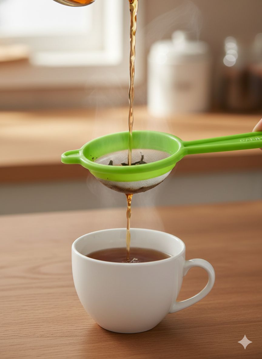 "Eco-Friendly Fine Mesh Tea and Coffee Strainer with Durable Handle"