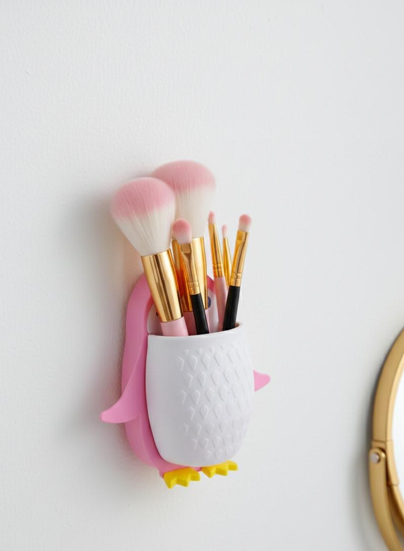 "Adorable Penguin Wall-Mounted Multi-Purpose Kitchen Organizer with Storage Pocket"