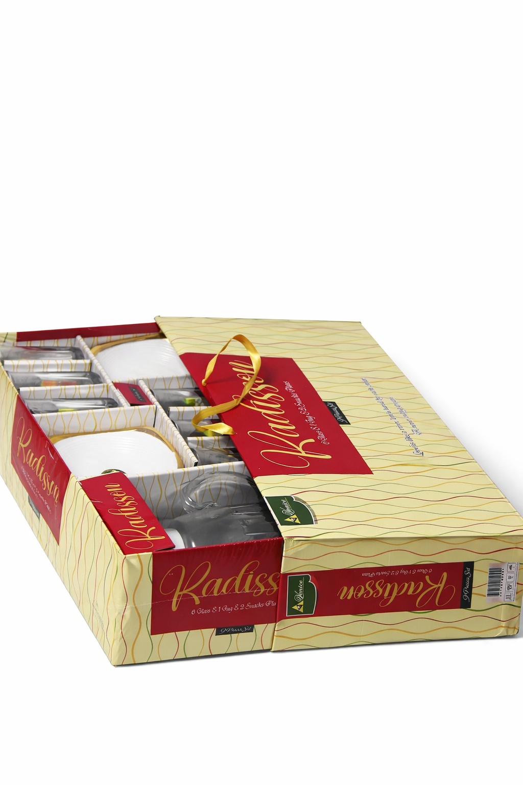 "Radisson 9-Piece Glassware Set with Bowls, Glasses, Jug, and Snack Plates"