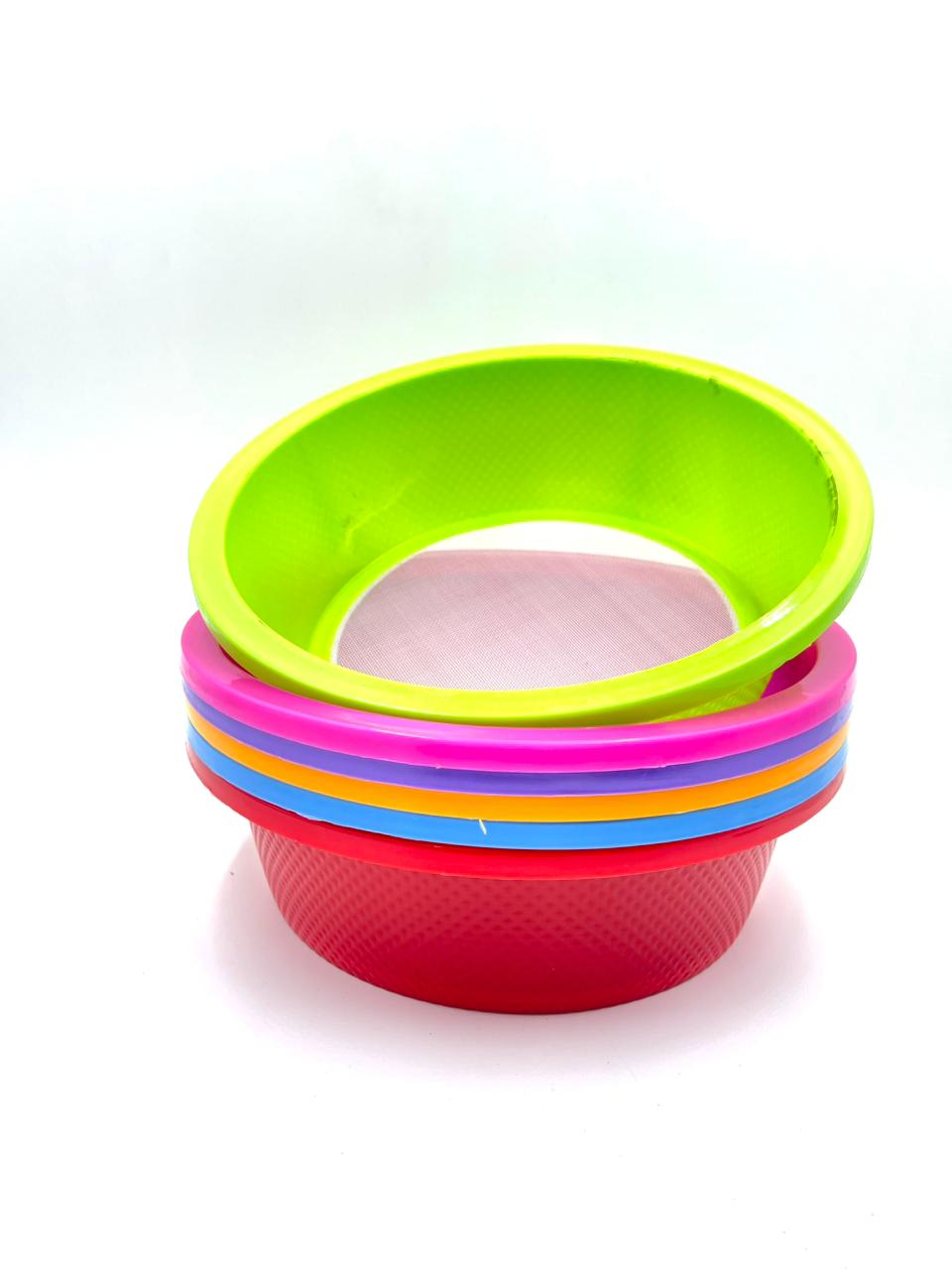Colorful Multipurpose Plastic Flour Sifter and Strainer Bowl for Kitchen Use