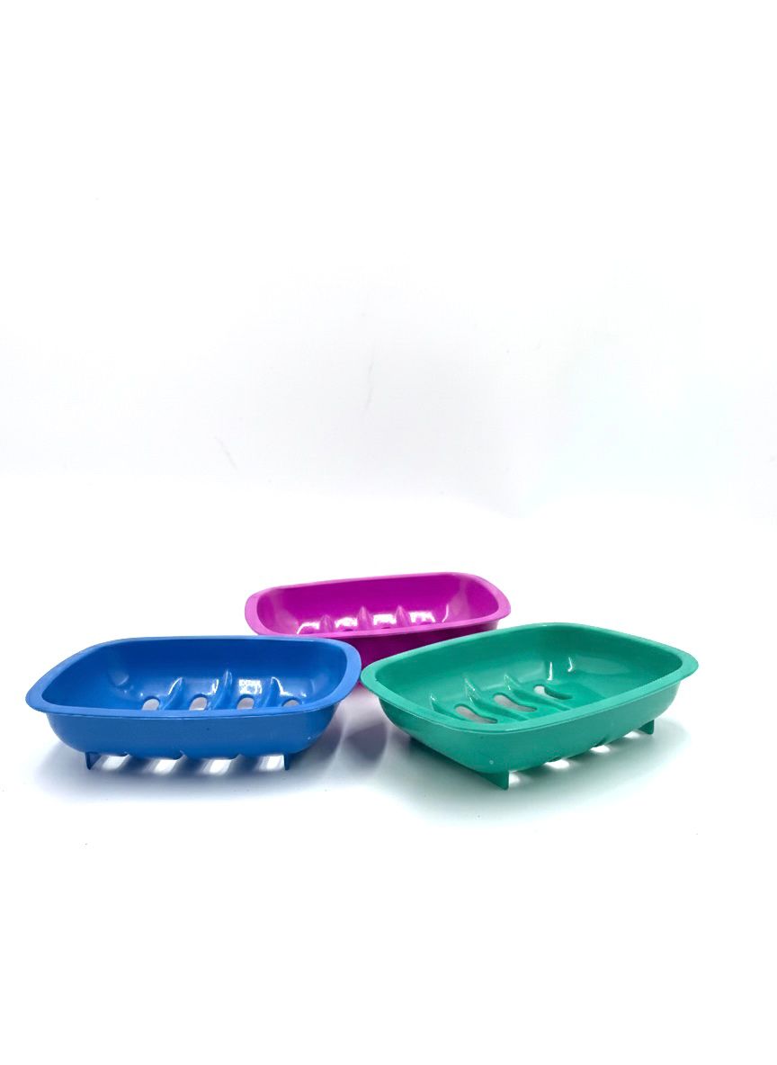 "Vibrant Multi-Color Draining Soap Dishes – Durable Plastic Bath Tray Set"