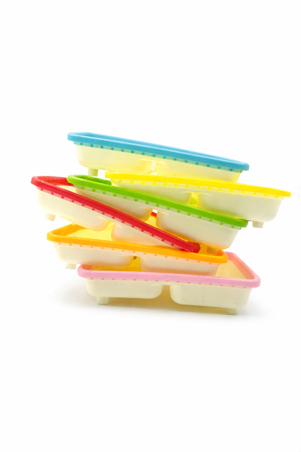 Multi-Compartment Plastic Fruit Tray with Drainage System - Durable & Lightweight