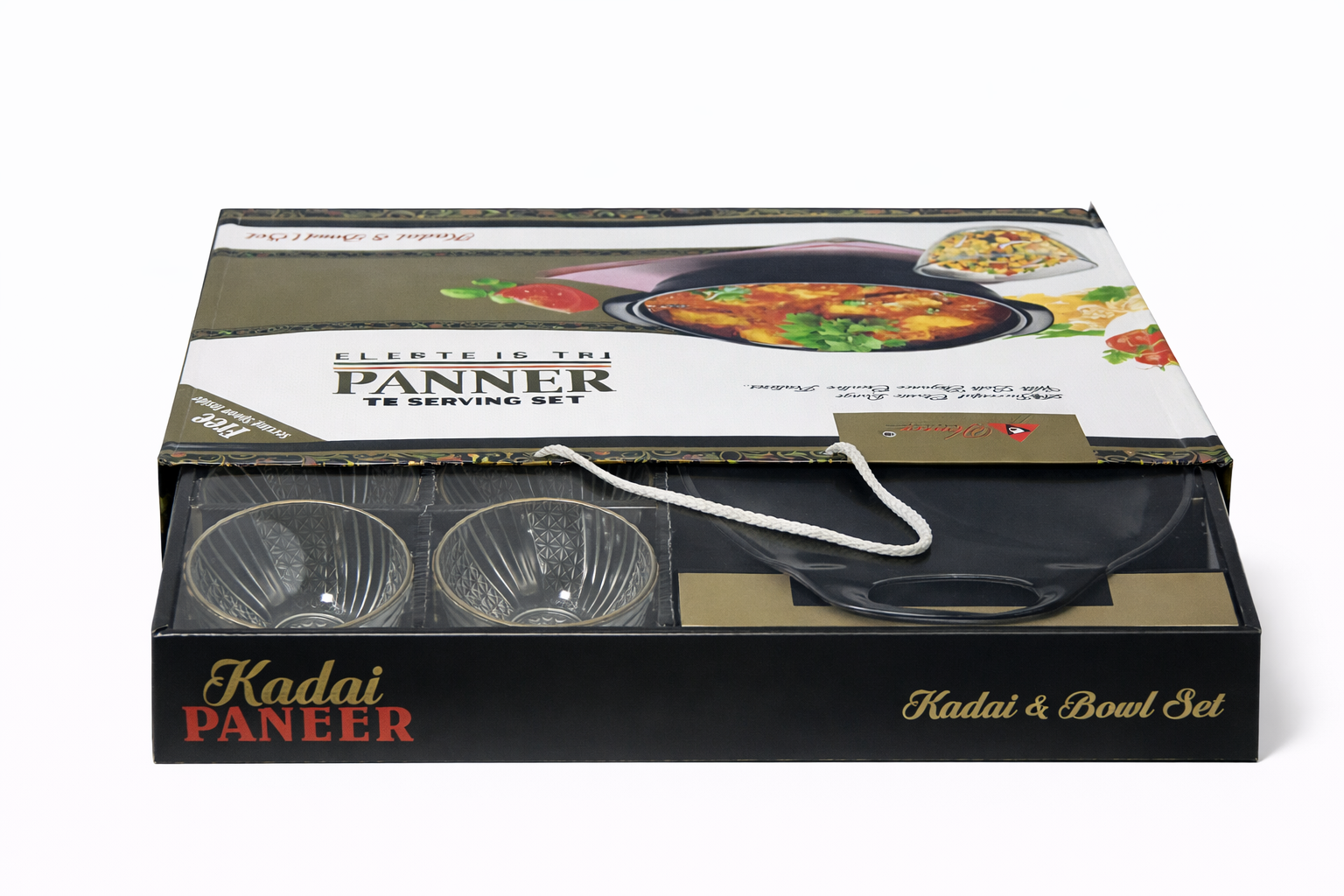 "Kadai Paneer Premium Glass Bowl & Serving Set – Elegant Dinnerware"