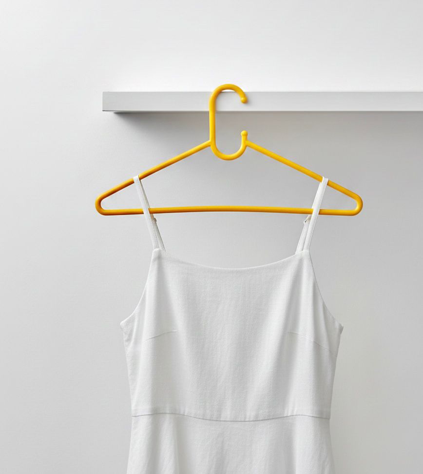"Bright Yellow Non-Slip Plastic Clothes Hangers for Organized Closets"