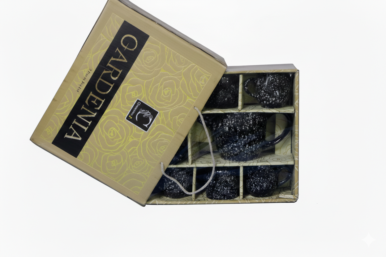 Gardenia 7-Piece Speckled Ceramic Tea Set – Elegant Gift Box