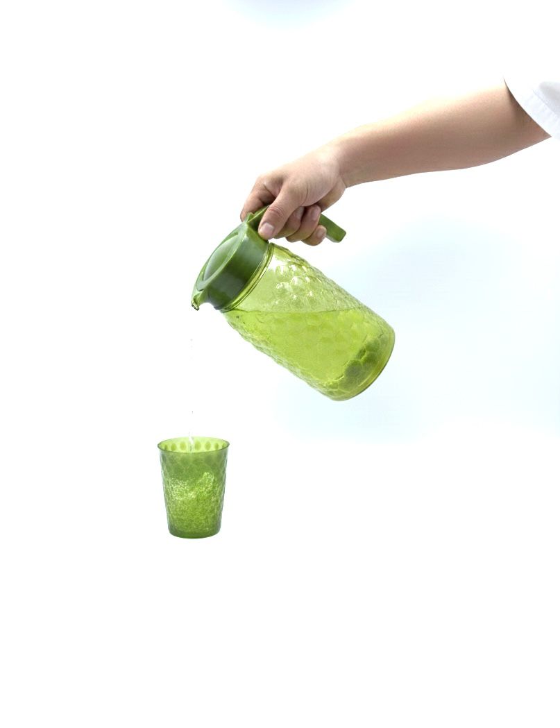 "Vibrant Textured Plastic Water Jug and 6 Tumbler Set with Easy"