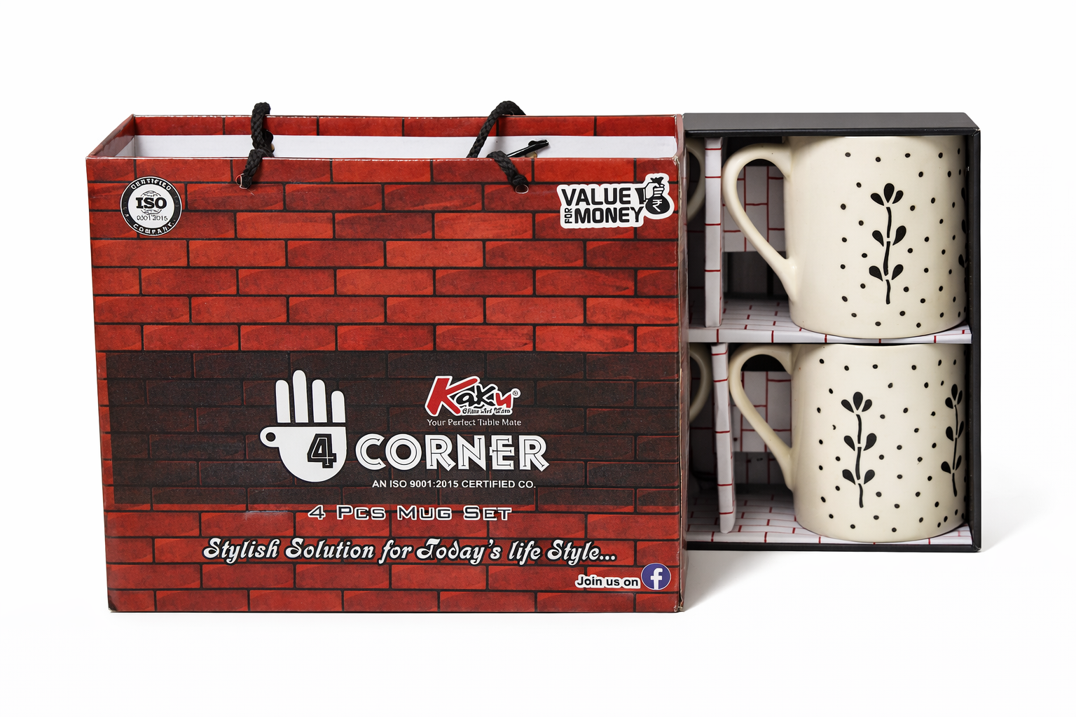 "Elegant Floral Ceramic Mug Set - 4 Piece Tea Cup Collection"