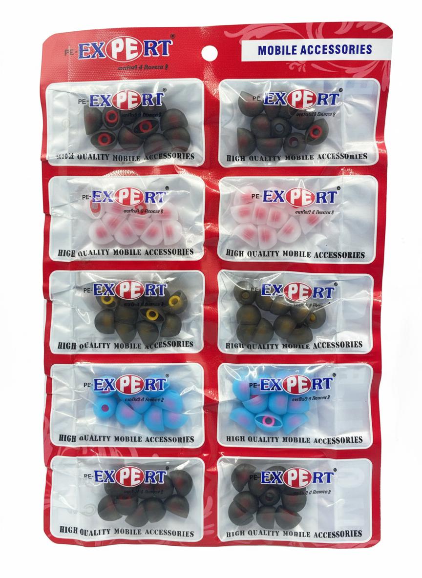 "Expert Multi-Color Silicone Earbud Tips Set – Noise-Isolating Replacement for Earphones pack of 10"