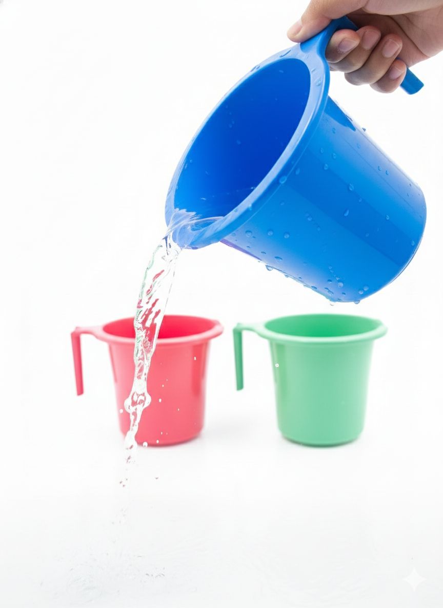 "Colorful Plastic Measuring and Pouring Cups with Handles"