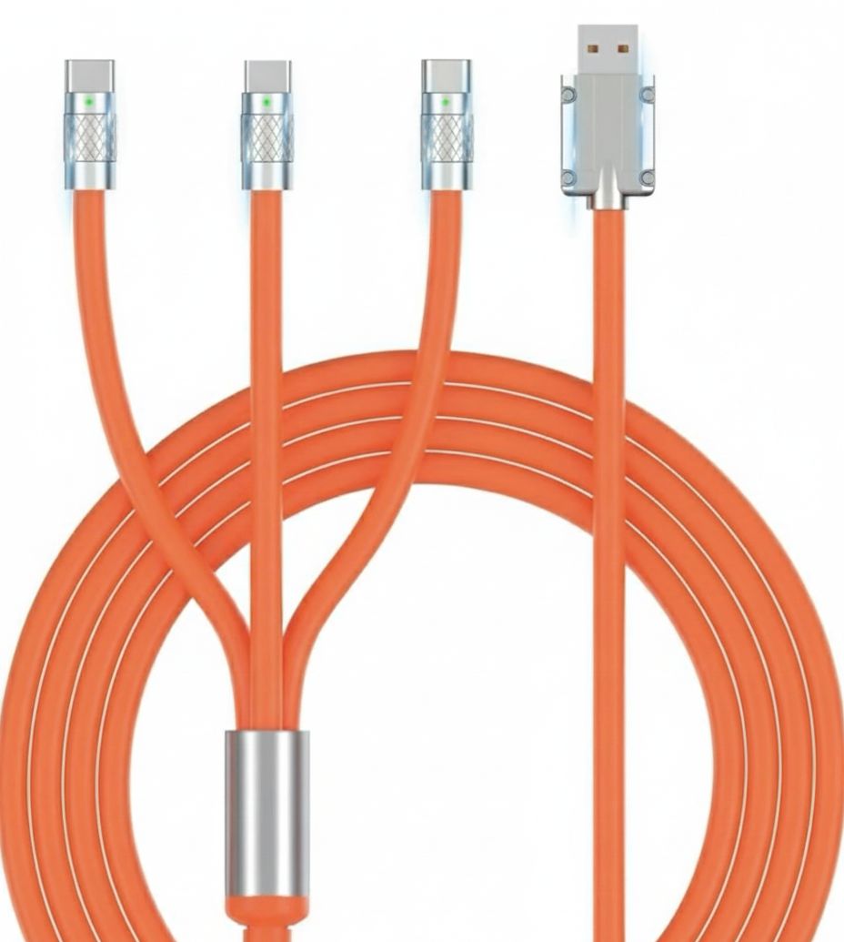 "Universal 3-in-1 Fast Charging Cable with USB and Multi-Type Connectors"