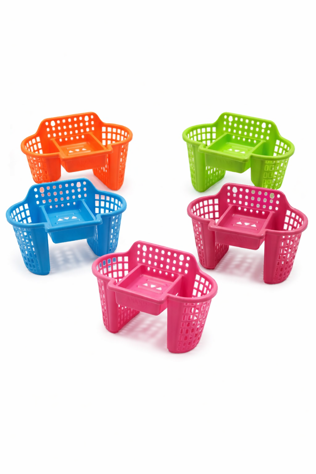 "Colorful Plastic Over-the-Sink Shower Storage Basket Organizer"