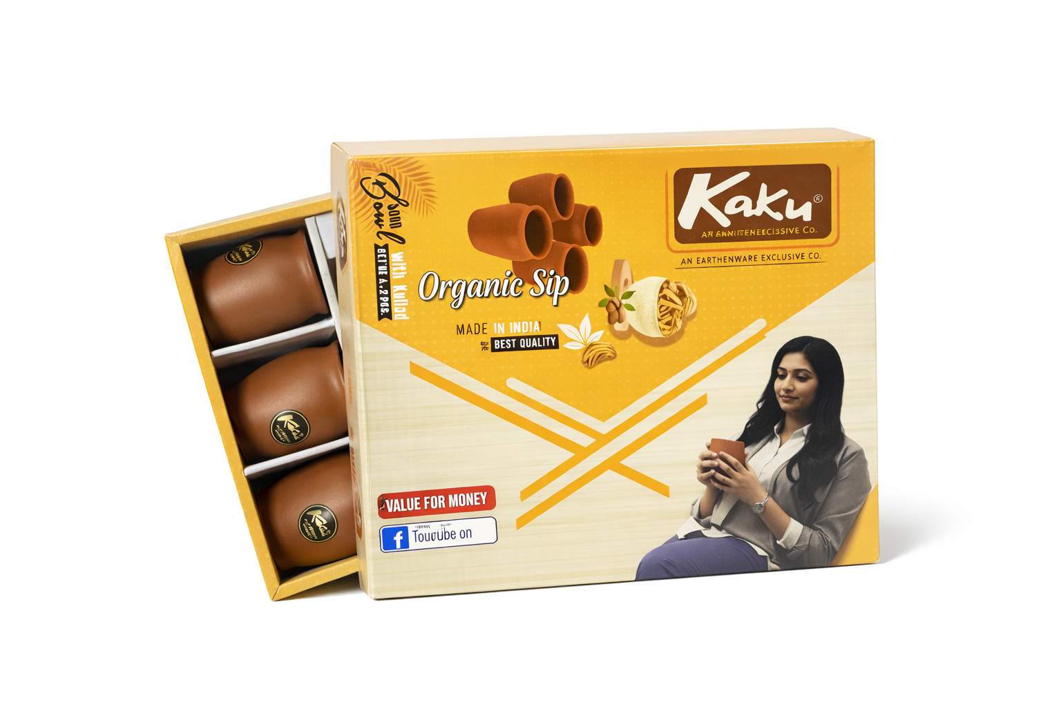 "Clay Kulhad Organic Tea and Soup Cup Set – Eco-Friendly Drinkware (Set of 4)"