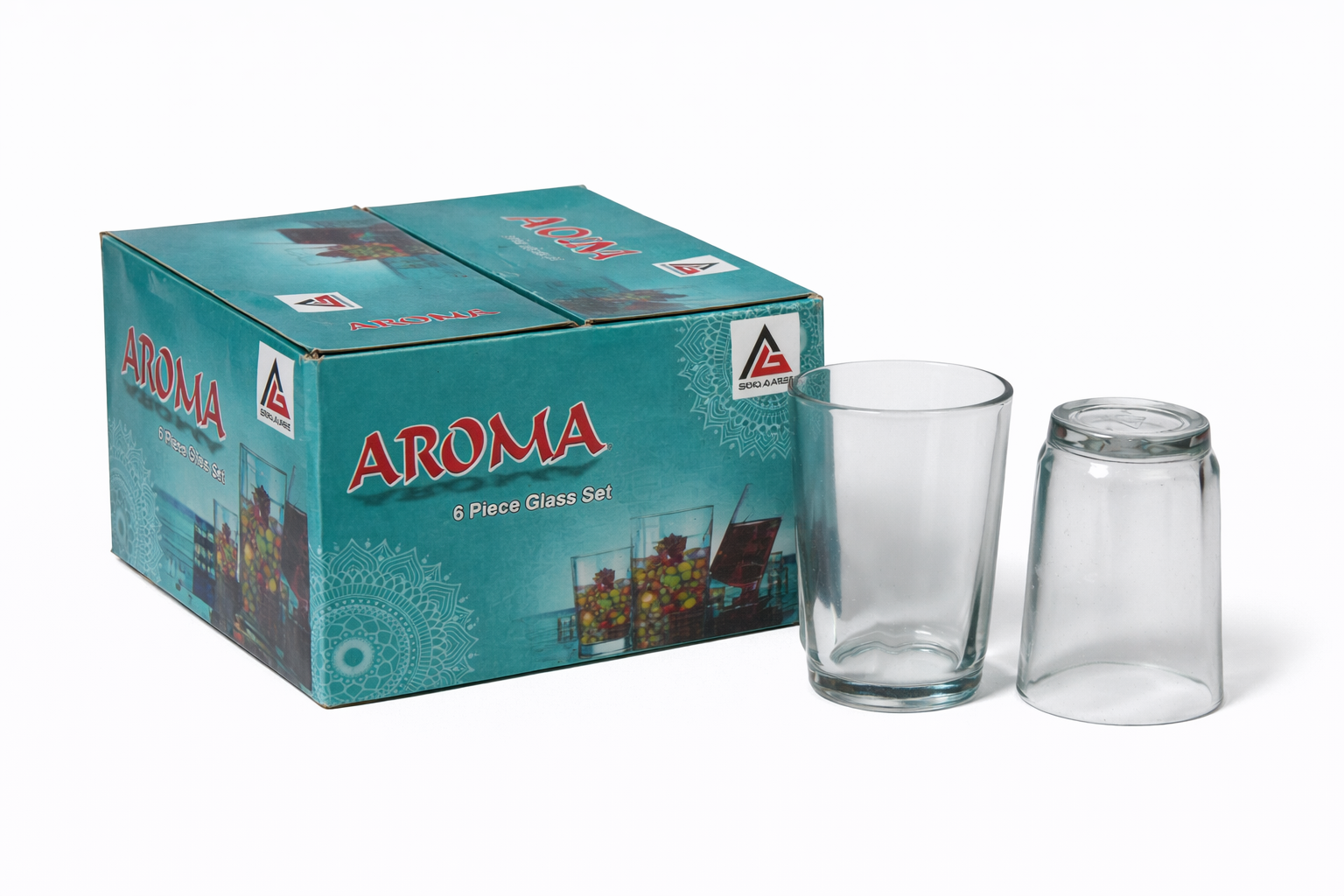 "Aroma Premium Transparent Glass Cup Set – 4-Piece Drinkware Collection"