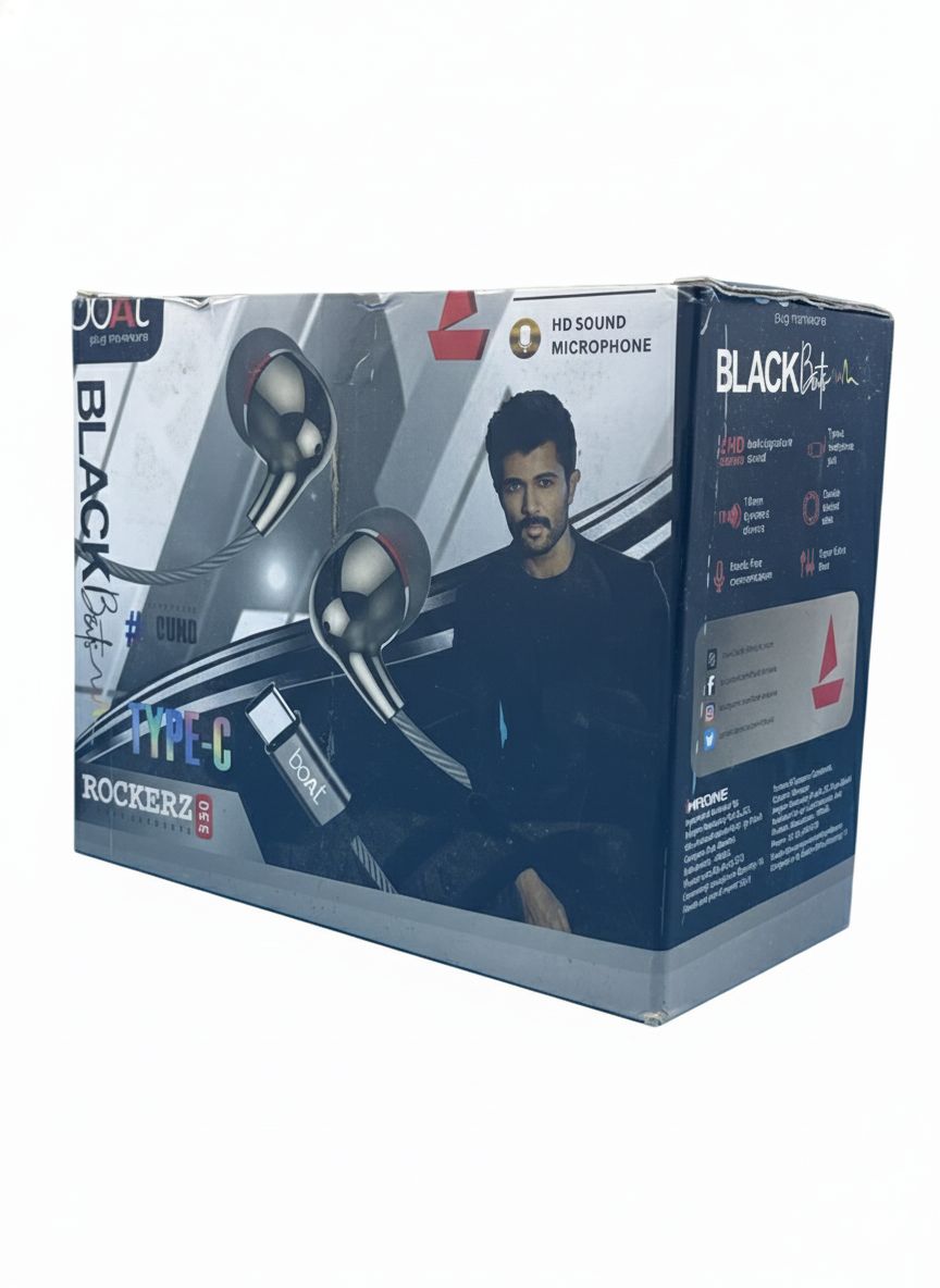 "boAt Black Bass Rockerz 250 HD Type-C Earphones with Super Extra Bass"