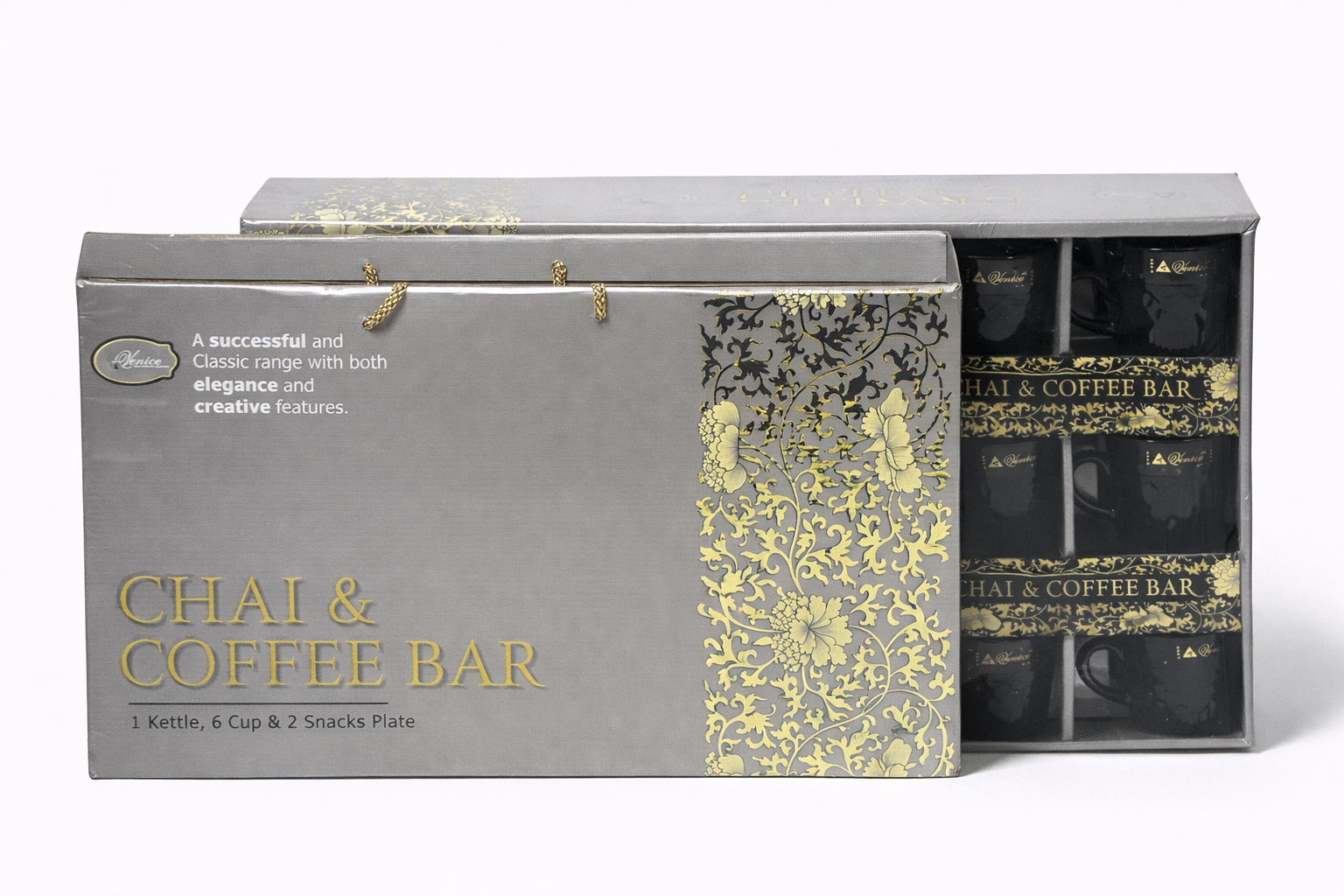 "Elegant Chai & Coffee Bar Tea Set – Kettle, Cups & Snack Plates"