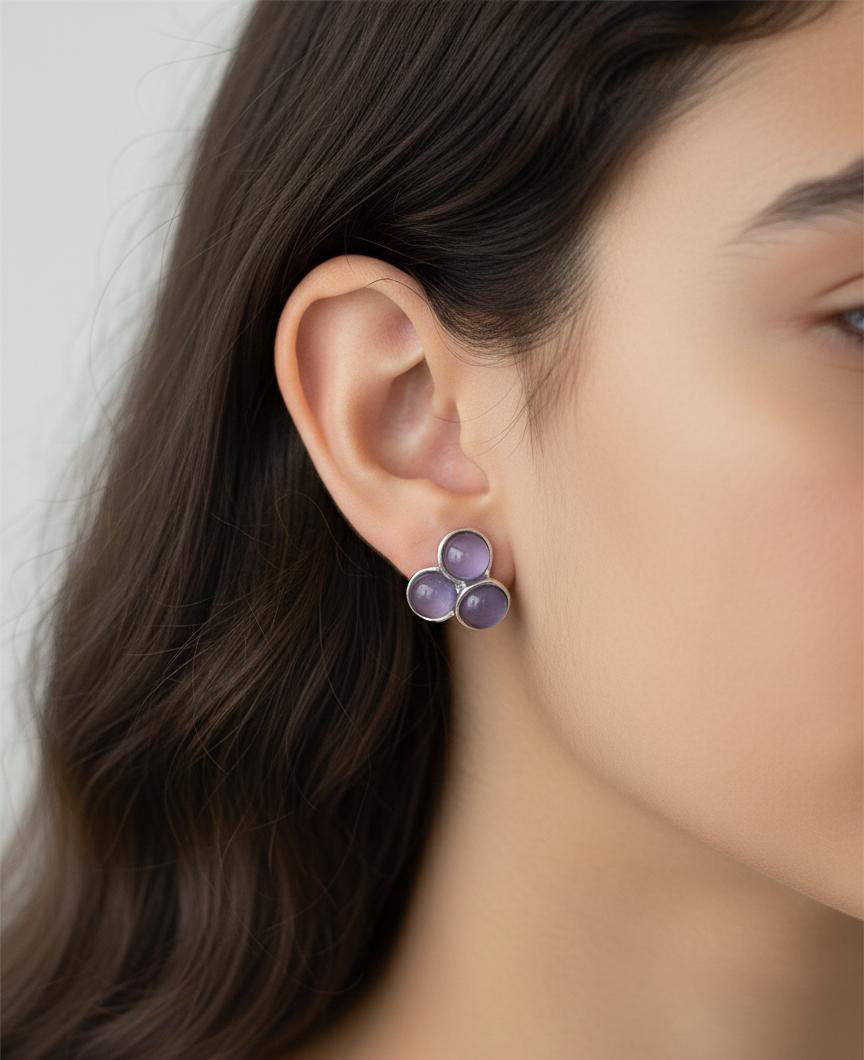 "Triangular Ocean Blue Statement Drop Earrings with Silver Accents"