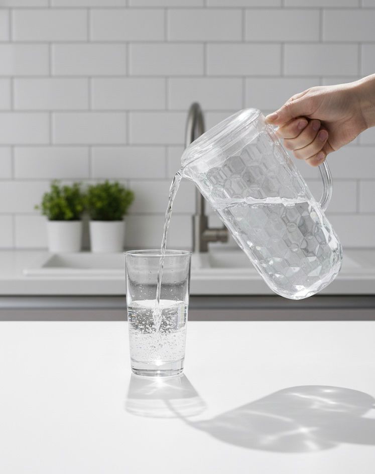 Crystal-Clear Hexagon Patterned Glass Pitcher with Lid – 1.5L Durable Design